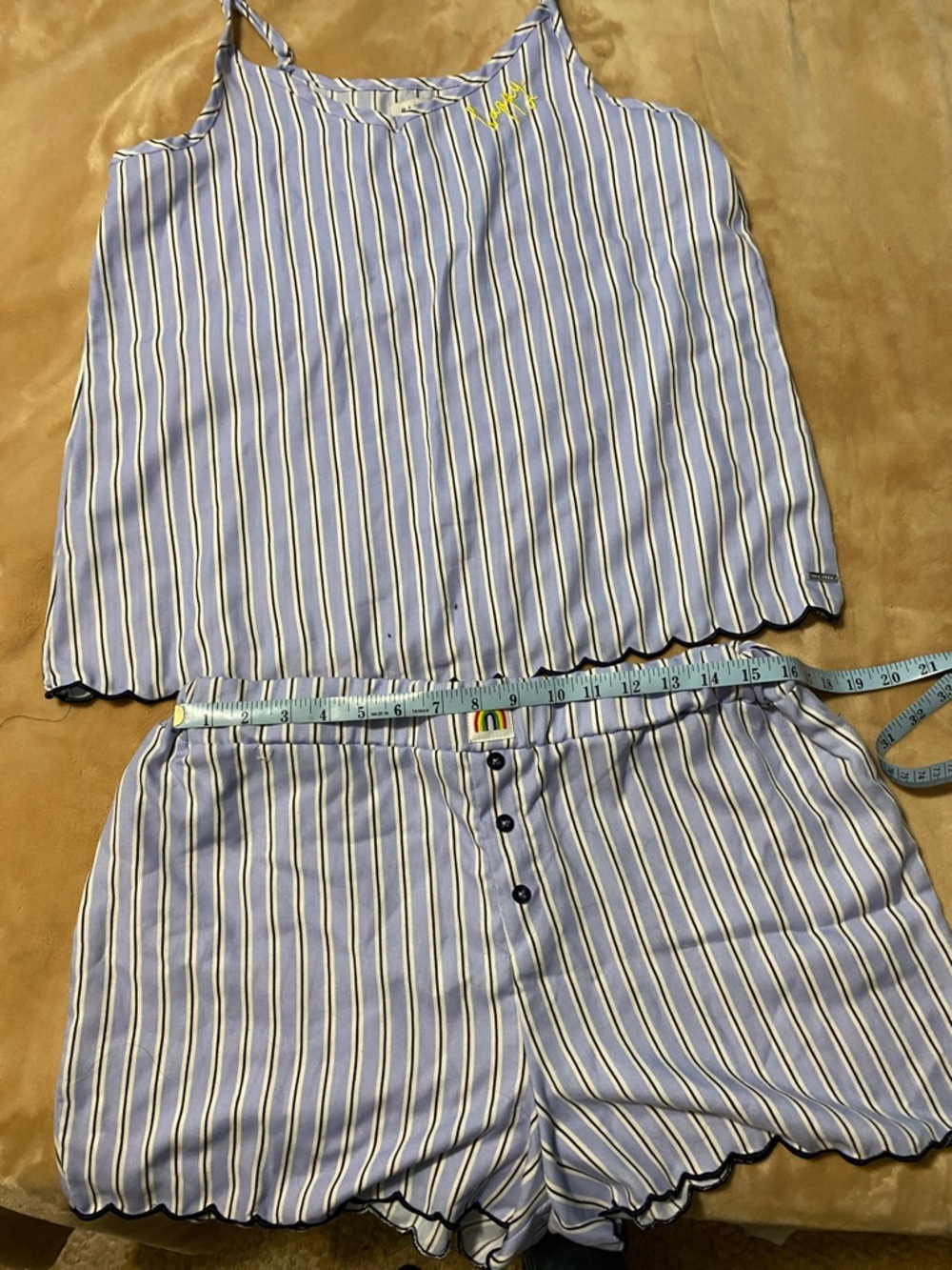 Rae Dunn Blue and White Striped Sleep Set